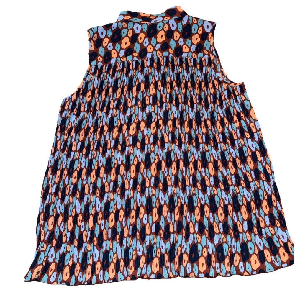NWT Wildfang Retro Floral Cinnamon Empowered Plisse Sleeveless Button Up Size S - Picture 3 of 4